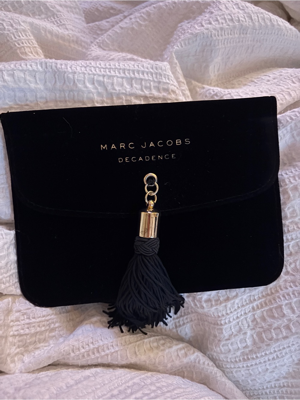 Marc Jacobs Black Velvet Tassel Clutch with Gold Hardware